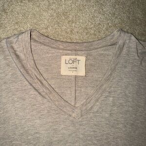 LOFT Heather Gray V-Neck Top